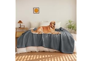PETHUR Super Soft Dog Blanket for Bed, Sherpa Fleece Dog Blankets for Large Dogs, Pet Blankets for Bed Couch Sofa, Plush Furniture Protector, Dark Gray, XL