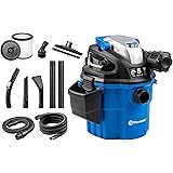 Vacmaster VWM510 5-Gallon 5 Peak HP Remote Control Wall Mount Wet/Dry Shop Vacuum , Blue