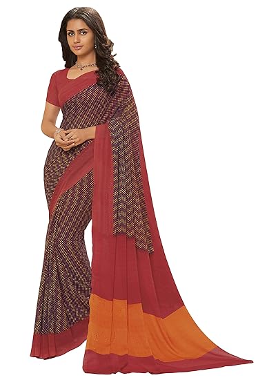 Womens Multi-Coloured Georgette Printed Saree And Blouse Material_RKSCSU35115