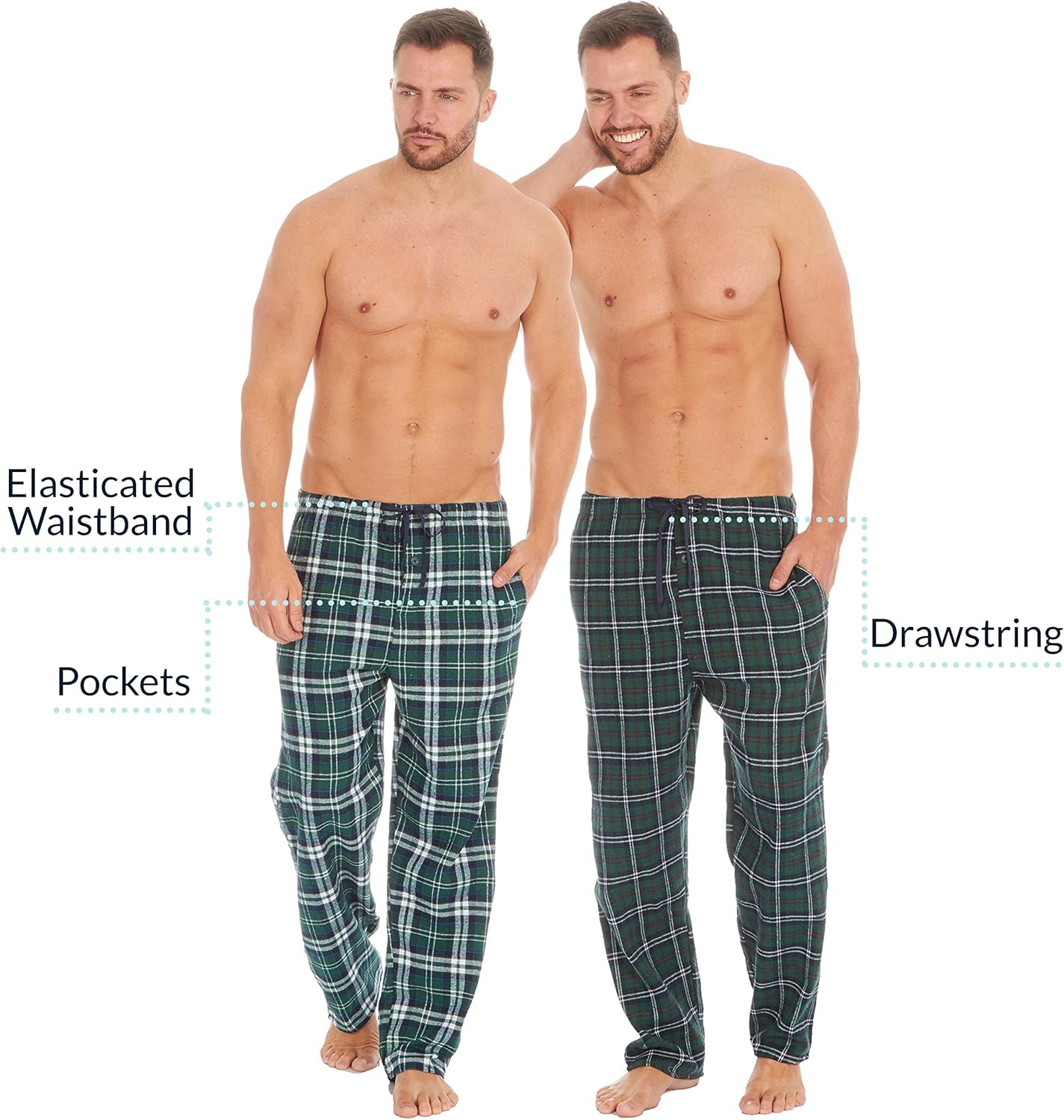 Metzuyan 2 Pack Mens Flannel Pyjama Bottoms Checked Tartan With Pockets Multibuy Cotton Pyjama Bottoms Clothing Springcanyonwsd Com