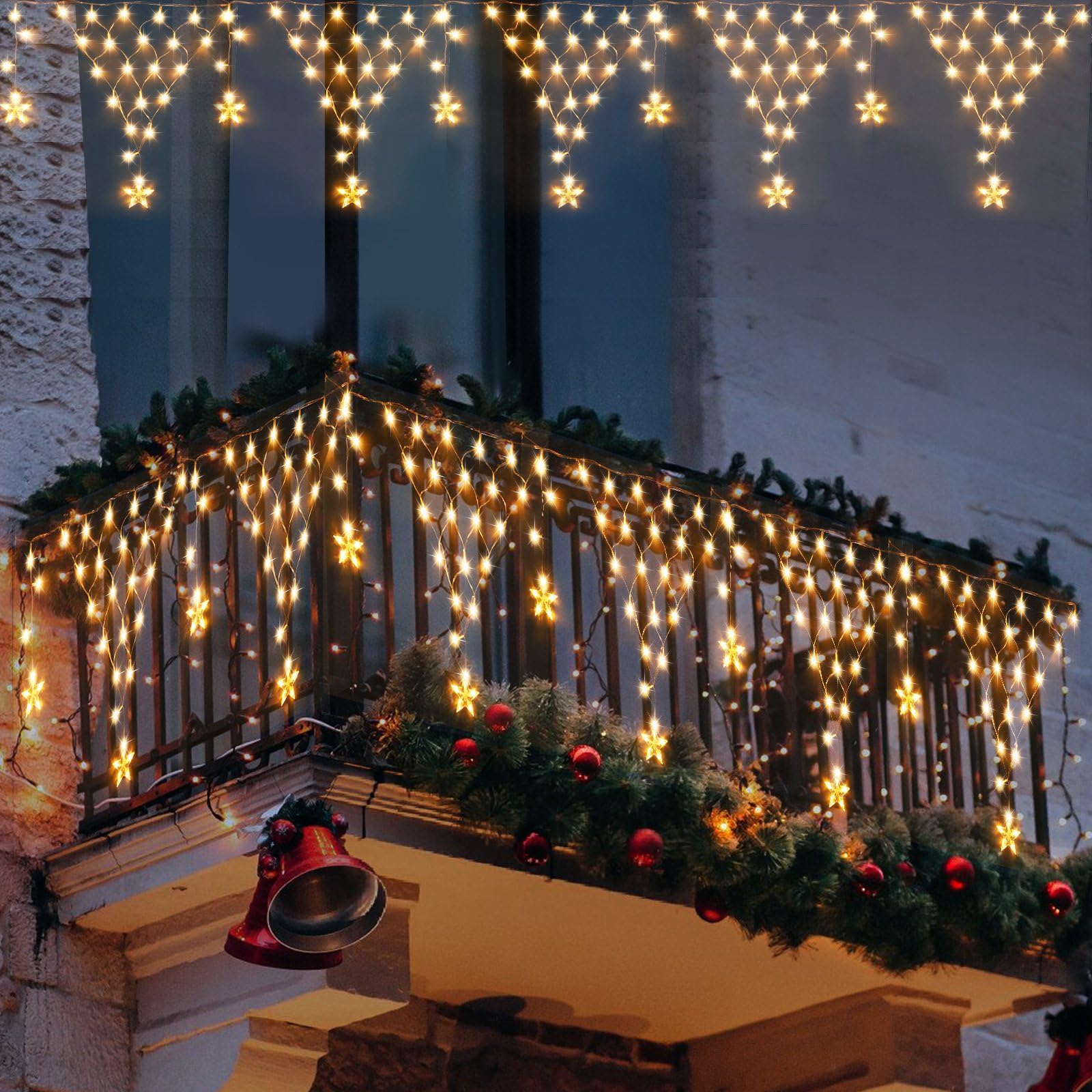Photo 1 of *MISSING PARTS - See Clerk Notes*
MUYUN Christmas Lights Outdoor Decorations 13.8ft 200 LED Christmas Lights with 12 Stars,8 Modes Dimmable Fairy String Light for Wedding Party Holiday Christmas Decorations(Warm White)