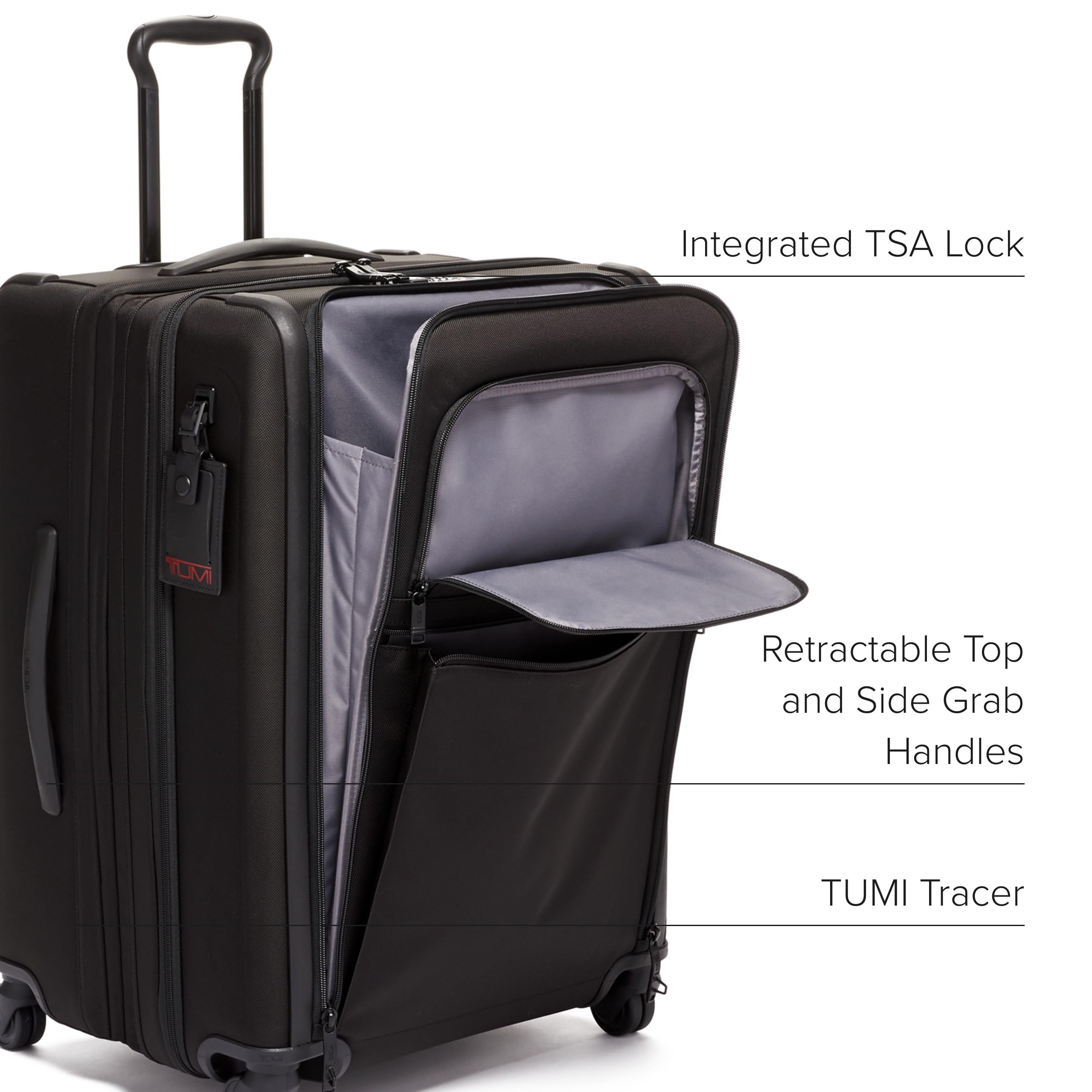 TUMI Short Trip Expandable 4-Wheeled Packing Case - Carry-On Suitcase with Combination Lock & Removable Garment Sleeve - Black