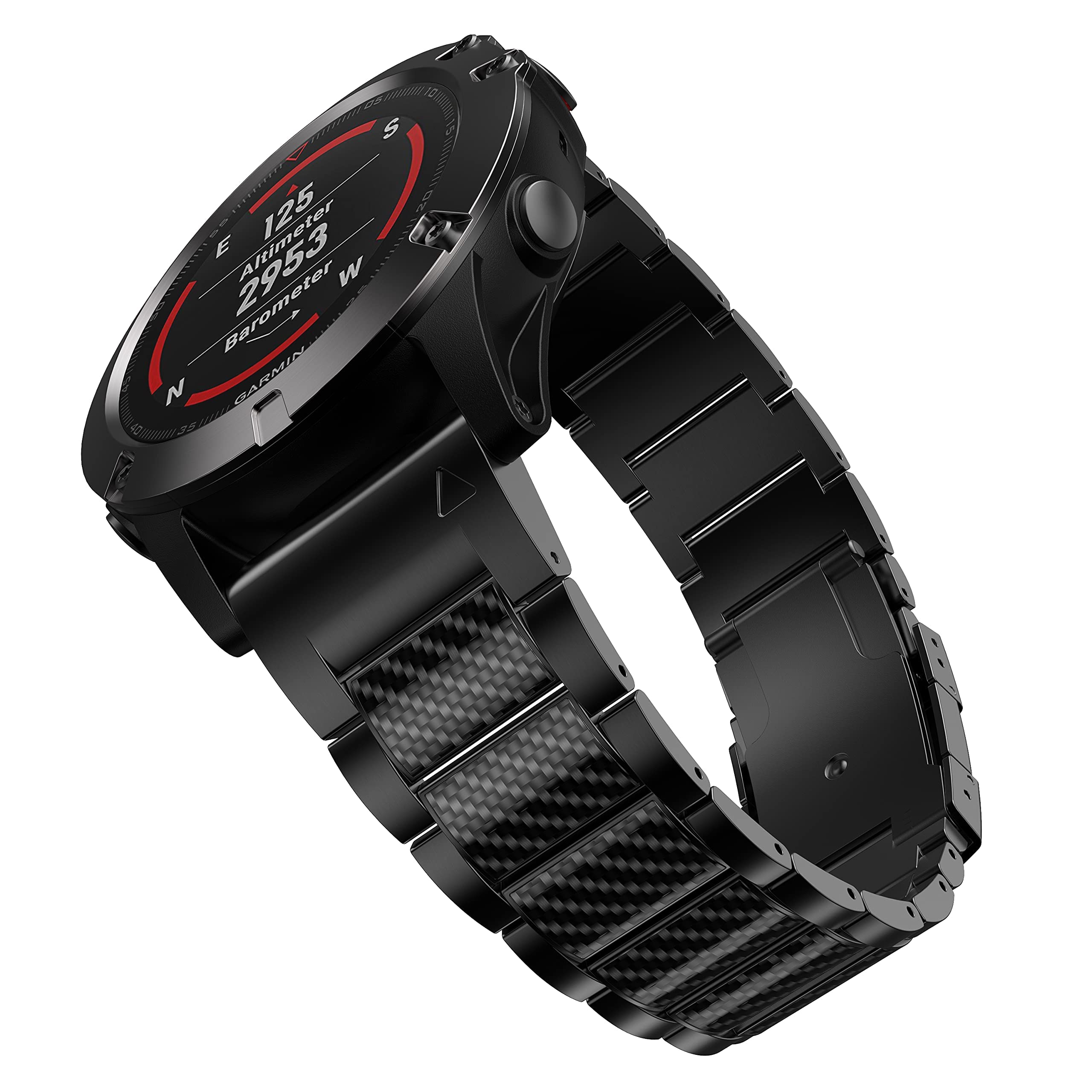 HQEUZ Strap for Garmin Enduro/Fenix 7X/6X/5X, 26mm Titanium Carbon Fibre QuickFit Replacement Band, Black, 215mm