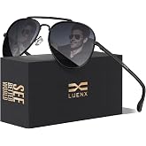 Luenx Aviator Polarized Sunglasses Men Women Classic UV400 Driving | Large Head Fit,Lightweight,Metal,Adjustable Nose Pads,Spring hinges,Anti-slip,Impact-resistant,Scratch-Resistant,Gift Set