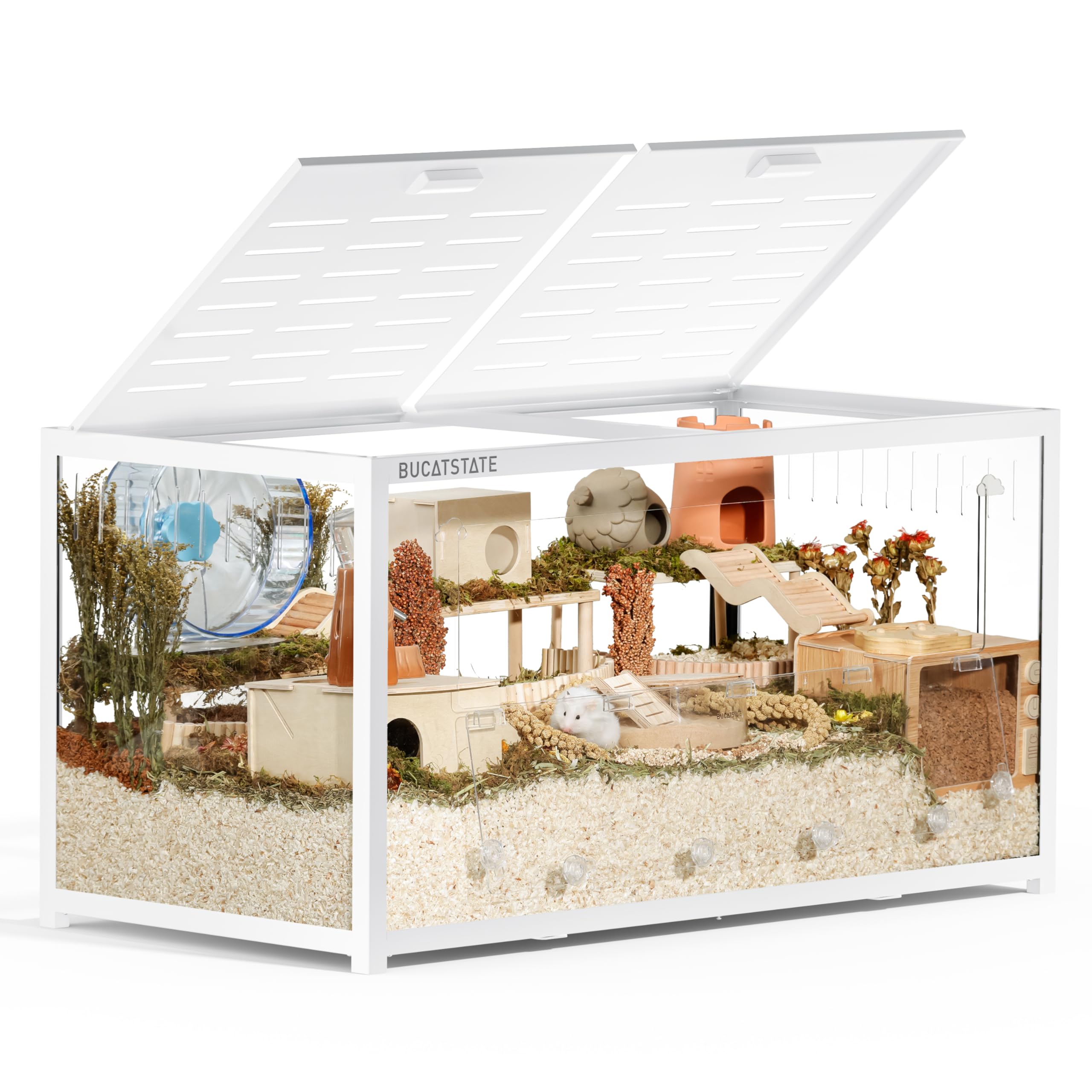 Photo 1 of BUCATSTATE Hamster Cage 3.0: Metal Large Rat Cage Stackable with Top Access Easy Assemble 47L x 23.6W x 25.5H Inches Dwarf Syrian Hamster Tank for Gerbil Mouse (7.8 ft², White)