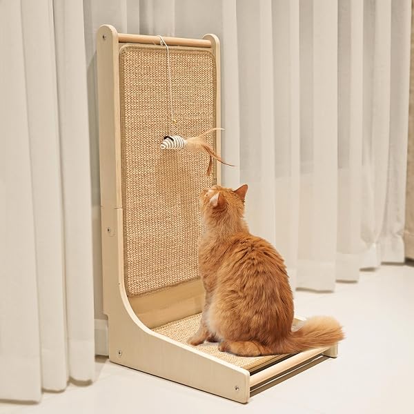 PETKARAY VERTICAL SISAL CAT SCRATCHER BOARD, RIGHT ANGLE SCRATCHING POST AND SCRATCH PAD FOR INDOOR CATS, WALL FURNITURE PROTECTOR