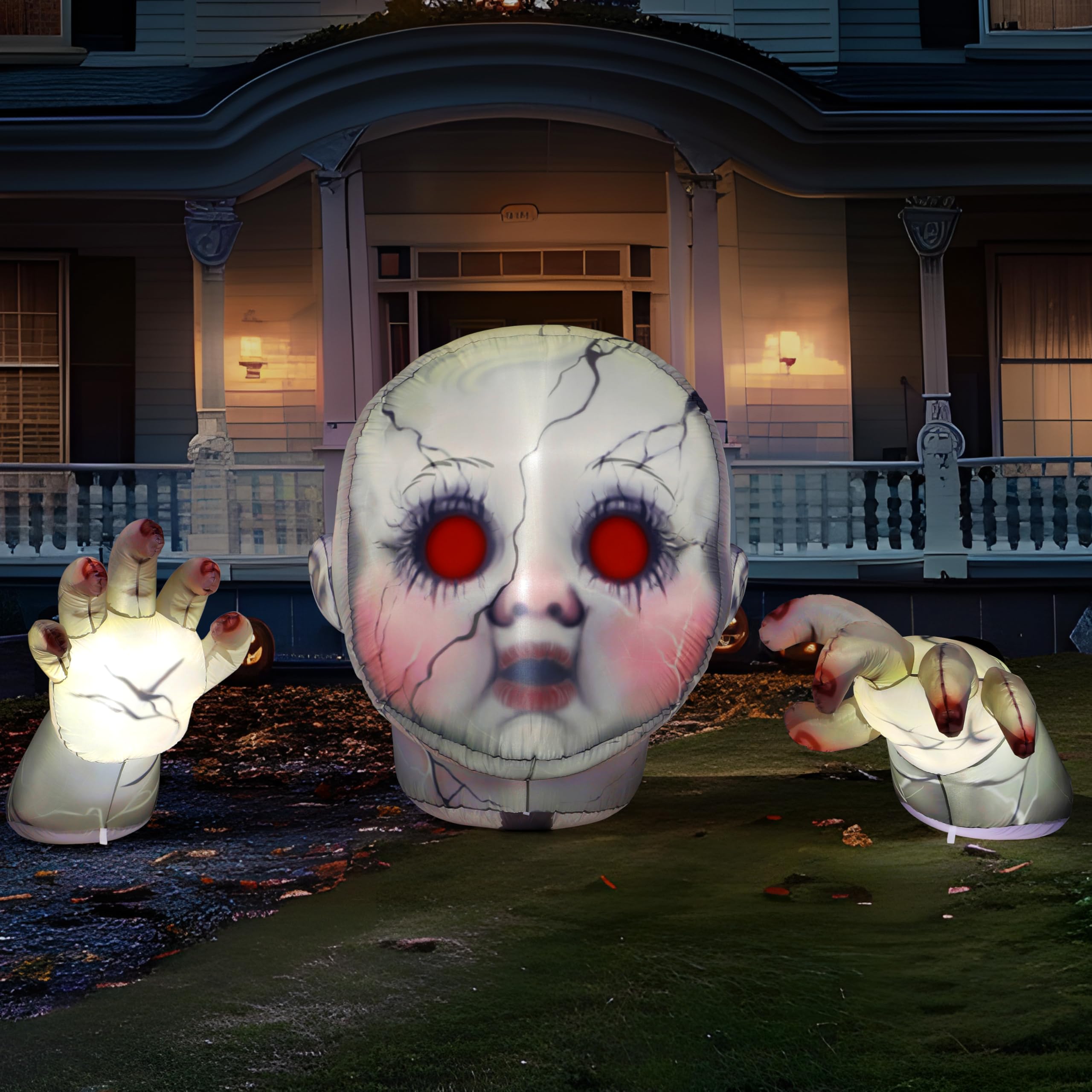 Photo 1 of JOYIN 10.3FT Long Halloween Zombie Baby Inflatable Decoration Large Scary Doll Inflatable Outdoor Decoration with Red Eyes Halloween Blow Ups for Yard Garden Outdoor Garden Lawn Outside Party Decor