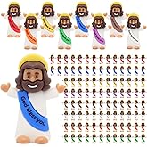 Yelakey Mini Jesus Figures 100pcs Little Tiny Jesus Figurines in Bulk Classic Religious Christ Savior Jesus Decor for Baptism Sunday Easter Egg Stuffers Brown