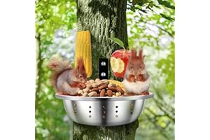 YEBGMS Metal Squirrel Feeders for Outside, Durable Bowl Tree Mounted of Chipmunk Feeder, Squirrel House for Outdoor, Squirrel Food for Backyard Squirrels Hold Corn, Corn Cob, Peanuts (7.8 Inch)