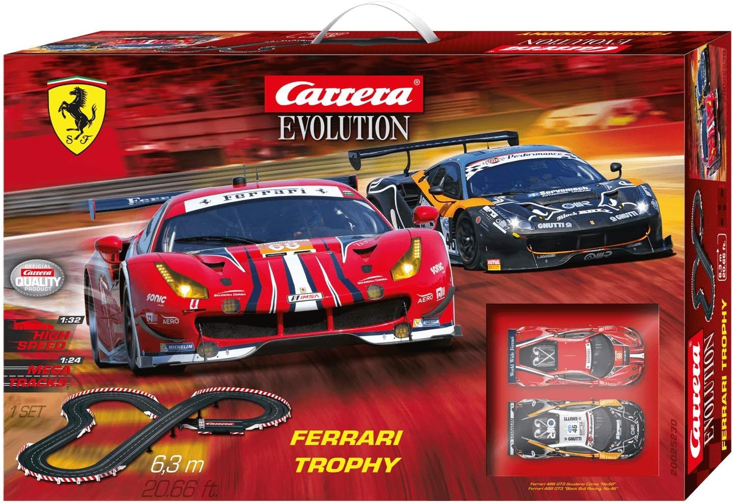 Amazon Carrera 1/32 Evolution Ferrari Trophy スロットカー & レースコースセット スロット