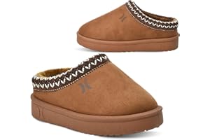 Hurley Kids Modi Slippers - Indoor and Outdoor Slip-On Shoes for Boys and Girls, Durable Clogs With Faux Fur Fleece Lining - Warm Winter House Slippers