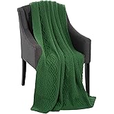 SAOL Luxurios Dara 100% Merino Wool Cable Knit Aran Throw/Blanket (Green) by 69 x 44 inches