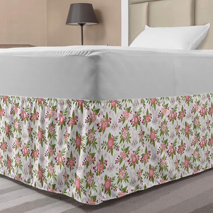 Ambesonne Floral Bed Skirt, Blossoming Flower Arrangements