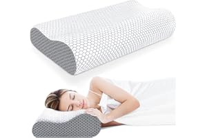 CushZone Neck Pillow,Memory Foam Pillow,Ergonomic Cervical Pillow for Pain Relief, Premium Bed Pillows,Support for Neck&Shoulder,for Side Back Stomach Sleeper, Dorm Room Essentials,Standard Size,Grey