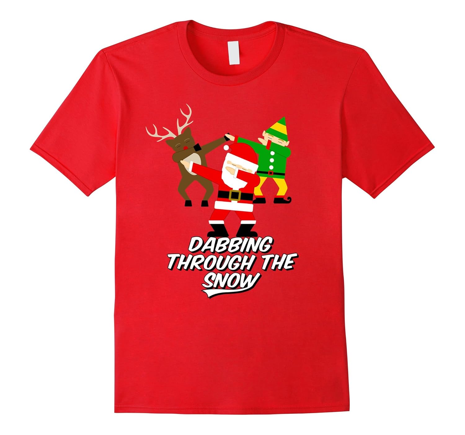 Dabbing Through the Snow T-Shirt Santa Rudolph Elf Reindeer-ANZ