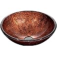 VIGO Giovanni 17"L x 17"W x 6"H Over the Counter Glass Round Vessel Bathroom Sink in Copper -VG07028