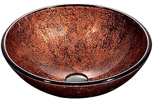 VIGO Giovanni 17"L x 17"W x 6"H Over the Counter Glass Round Vessel Bathroom Sink in Copper -VG07028