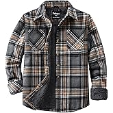 Puhope Womens Sherpa Fleece Lined Flannel Jacket Button Down Plaid Lightweight Flannel Shirt Jacket Women