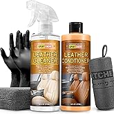 XPERTCHEMY Leather Cleaner and Conditioner Kit, Leather Care for Car Seats, Furniture, Couches, Boots, Bags & More, Safe for Any Color, 2 x 16oz