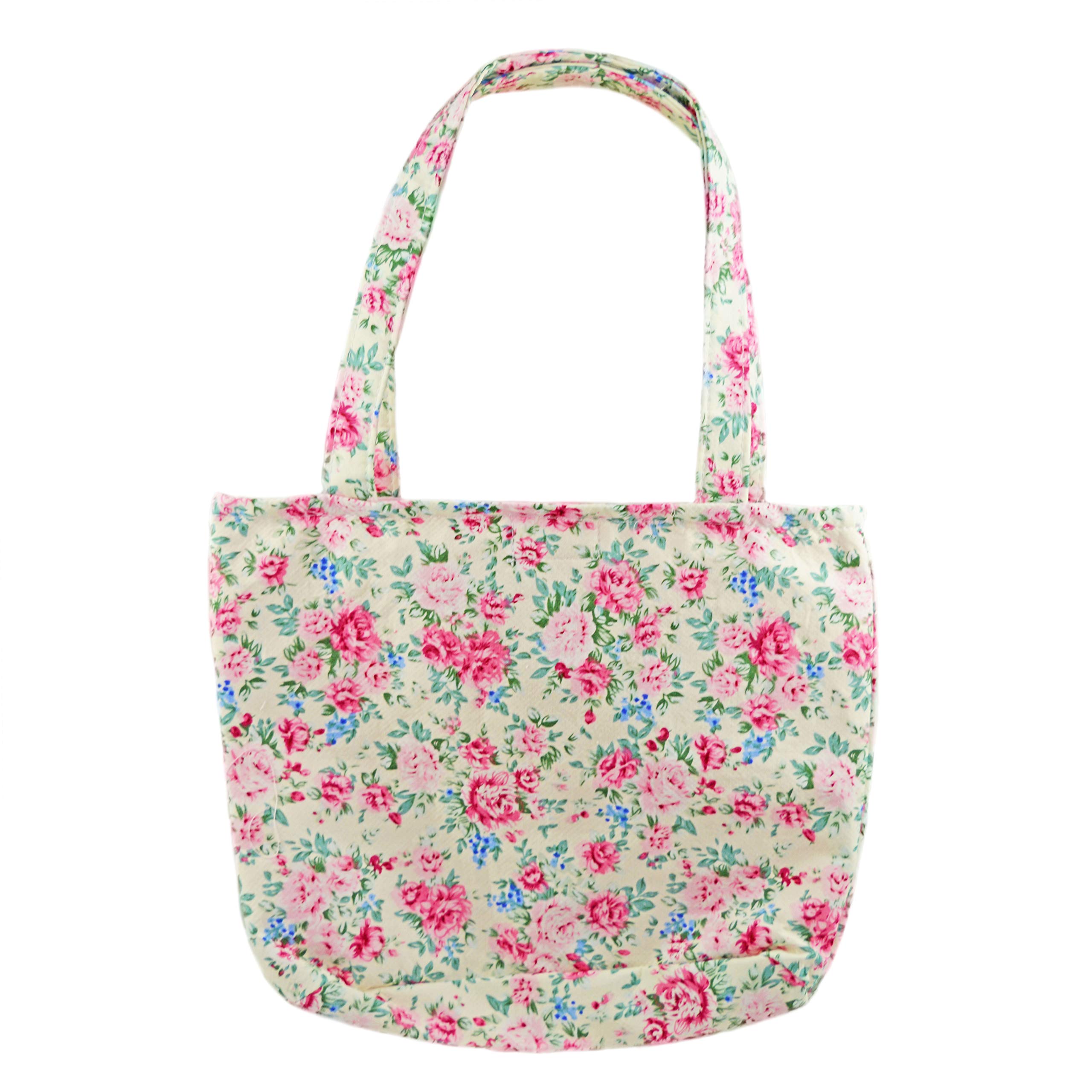 PESCI KIDS Girls Handbag for Toddler and Child Summer Floral Tote Bag (Cream)