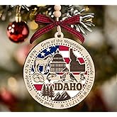 BurkeDesign Idaho State Wooden Ornament - States Christmas Ornaments - Id State - Moving to Idaho Gift - First Christmas to Id - 2 Layer Ornament Wooden 4Inch