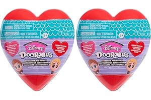 Just Play Disney Doorables Valentine Capsule Combo Pack, 4 Figures and 2 Heart-Shaped Blind Capsules, Amazon Exclusive, Kids Toys for Ages 5 Up