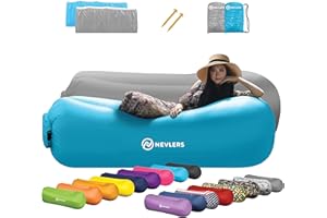 Nevlers 2 Pack Inflatable Loungers Air Sofa Couch | Perfect for Beach Chair Camping Chairs or Portable Hammock |Travel Bag Pouch, Pegs & 3 Pockets| Movie Seating & Camping Accessories Blow Up Lounger
