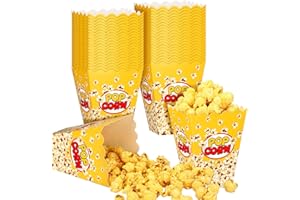 Panelee 100 Pack Popcorn Boxes for Christmas Movie Night 24oz Popcorn Disposable Paper Bucket Bags Bulk Snack Container Cups Holder for Xmas Party Carnival