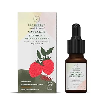 Juicy Chemistry 100% Organic Saffron & Red Raspberry Skin Repair & Moisturizer Facial Oil, 10 Ml