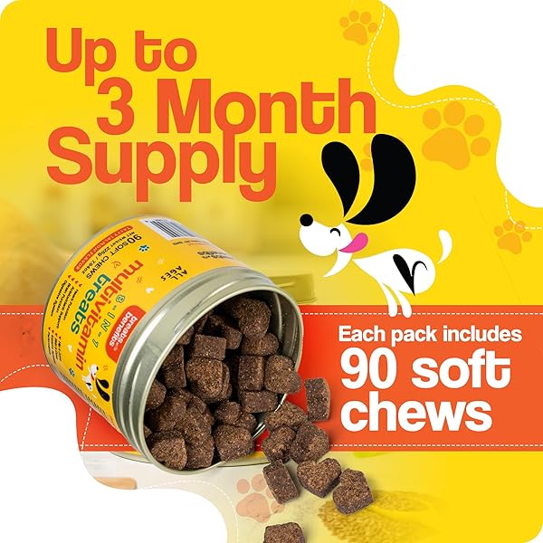 TREATS WITH BENEFITS DOG ALLERGY RELIEF – 8 IN 1 MULTIVITAMIN DOG CHEWABLES FOR SENIOR DOGS ALLERGIES – ANTIOXIDANT SUPERFOOD PET VITAMINS FOR DIGESTION, HIP, JOINT, HEART, BRAIN HEALTH, 90 SOFT CHEWS