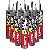 Loctite PL Premium Max Construction Adhesive, 9 fl oz Cartridge, 12 Pack | Heavy-duty Waterproof Construction Glue Provides A Strong, Durable Bond For Wood, Concrete, Stone, Metal, Ceramic &amp; Drywall