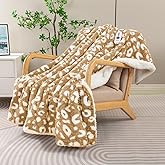 TiMiCalda Leopard Heated Throw Blanket - Soft Knitted Sherpa Electric Blanket with 4 Heat Levels 4 Hours Auto-Off, Electric Throw with Overheating Protection, Warm Gifts, 50"x60"