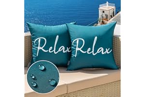 MIULEE Outdoor Waterproof Throw Pillow Covers Set of 2 Relax Decorative Outdoor Square Pillowcases for Chair Patio Garden Couch Tent Balcony Sofa Deep Blue 18x18 Inch