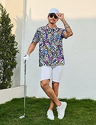 Xdceu Men's Skull Polo Shirts Hawaiian Golf Polo