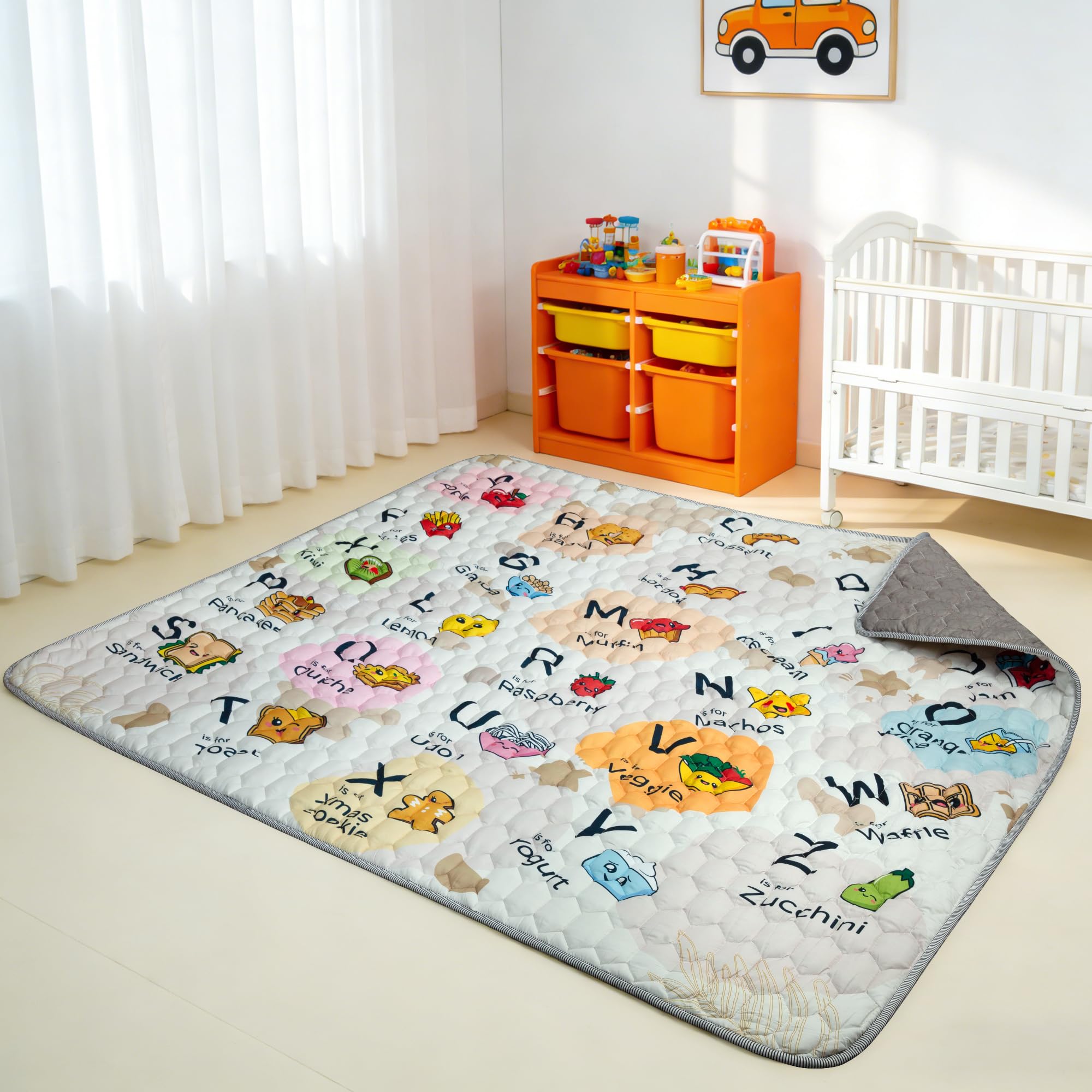 71"x59" Extra Large Baby Play Mat - Premium Thick, Non-Slip & Machine Washable Foam Floor Mat for Infants, Babies & Toddler. Fits Playpens,Spacious Crawling Space, Alphabet Design, Foldable & Odorless Image