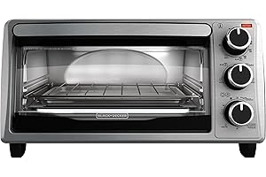 Black+Decker TO1303SB 4-Slice Toaster Oven, 14.5 x 8.8 x 10.8 inches, Stainless Steel/Black