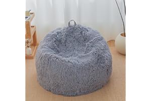 HAIHUA Gray Bean Bag Chair Covers (No Filler),Comfy Plush Fluffy Bean Bag Chair Cover for Bedroom，Stuffed Animal Storage Bean Bag Chair Covers, Kids Adults Teens Girls Bean Bag Chairs,Anti-Slip, Gray