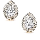 EVER FAITH Wedding Austrian Crystal Stud Earring for Bride, Elegant Teardrop Rhinestone Earrings Jewelry for Women