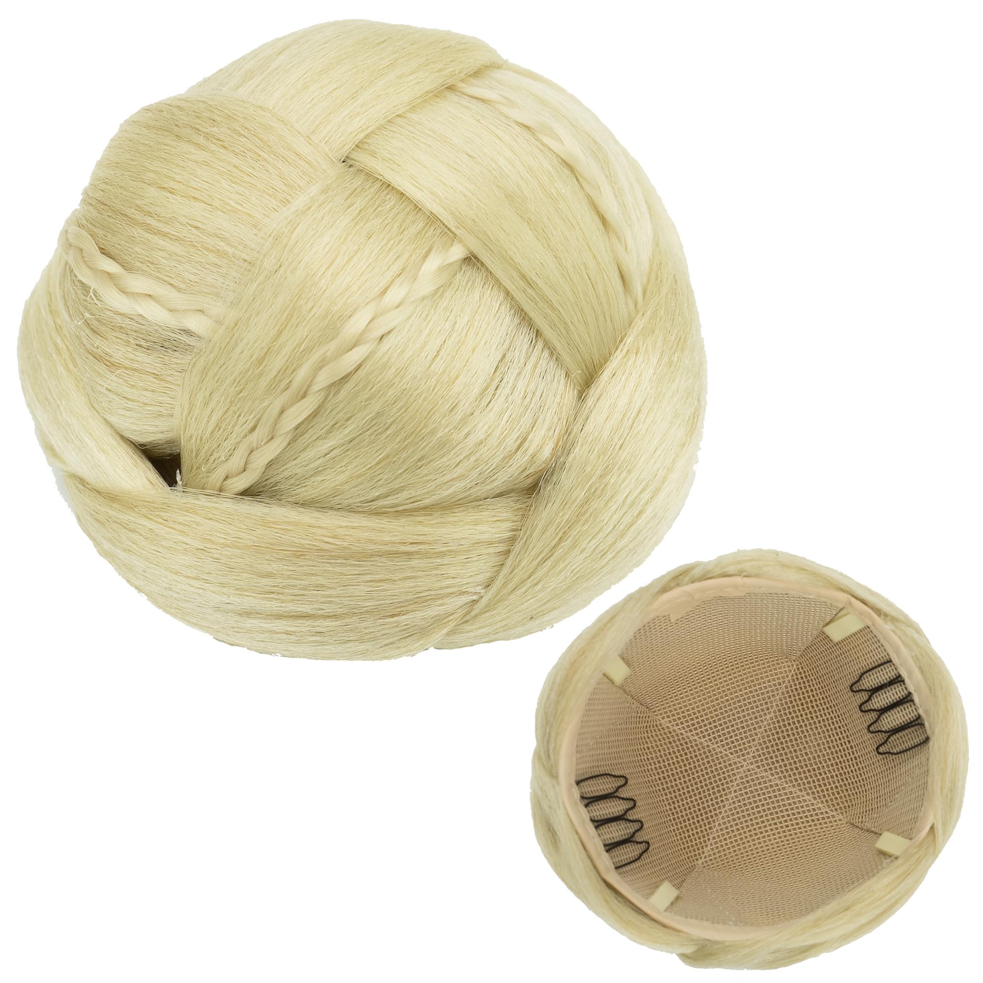 IMISSU Braided Chignon Dancer Hair Cover Donut Hairpieces Scrunchies Women Hair Buns Wig Updo for Wedding Party (M1 Dirty Blonde)