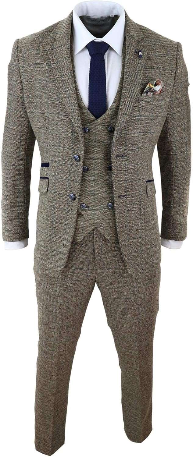 Veste en tweed John Hardy homme années 40 marron à carreaux country
