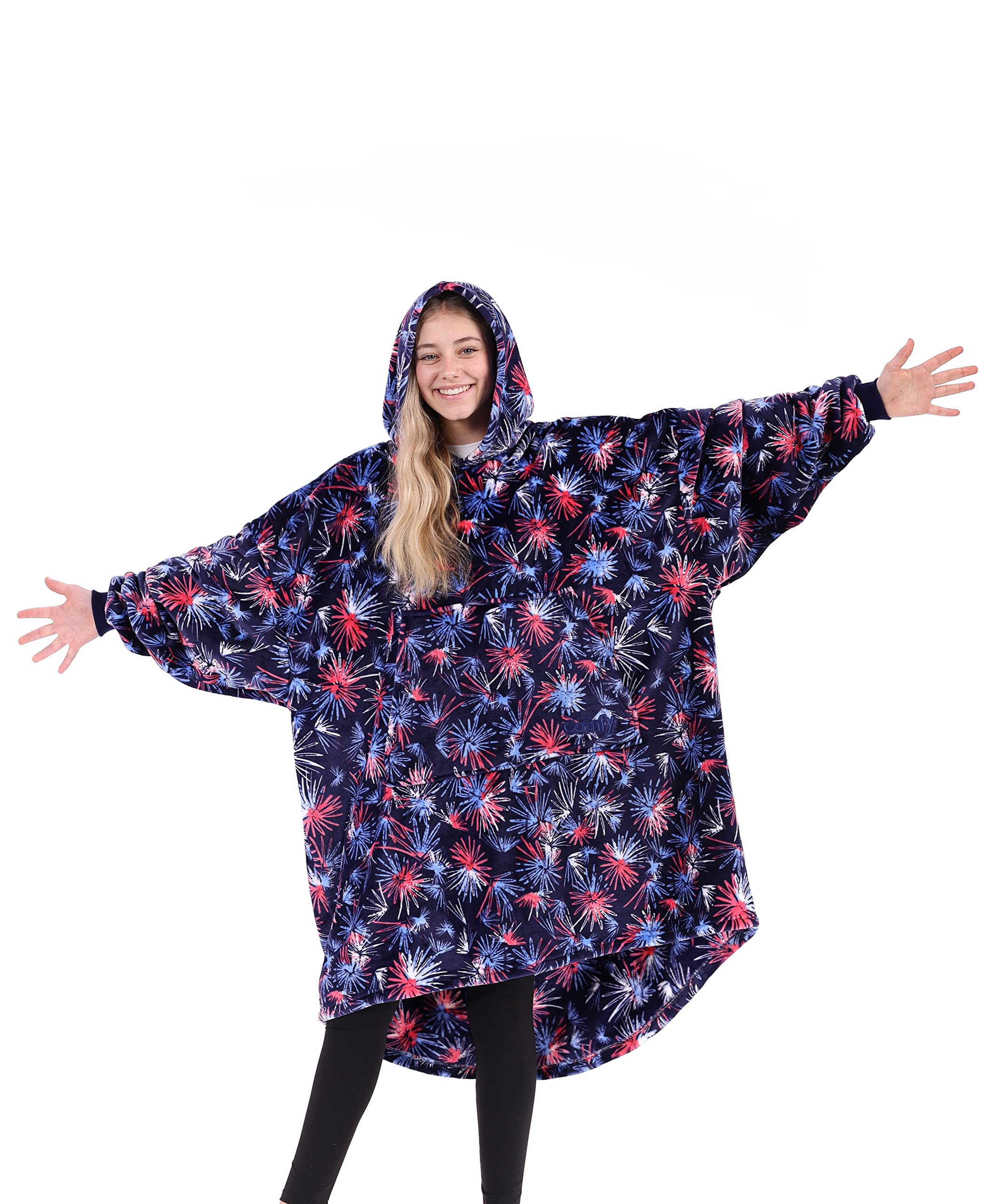 THE COMFY Dream | Lightweight Microfiber Fleece Wearable Blanket, Oversized Design with Hood from Shark Tank, Soft Oversized Pocket Blanket, Warm and Cozy Gifts Image