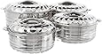 Vinod 4-Piece Insulated Casserole Food Warmer/Cooler Hot Pot Gift Set, 4000mL+5000mL+7500mL+10000mL, Stainless Steel
