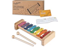 Stoie's Wooden Xylophone for Kids and Toddlers, Kid-Friendly Design, 8 Notes of Rainbow Color, Tuned C-Key Xylophone with Mallets and Music Songbook, Kids Musical Instrument Educational Montessori Toy