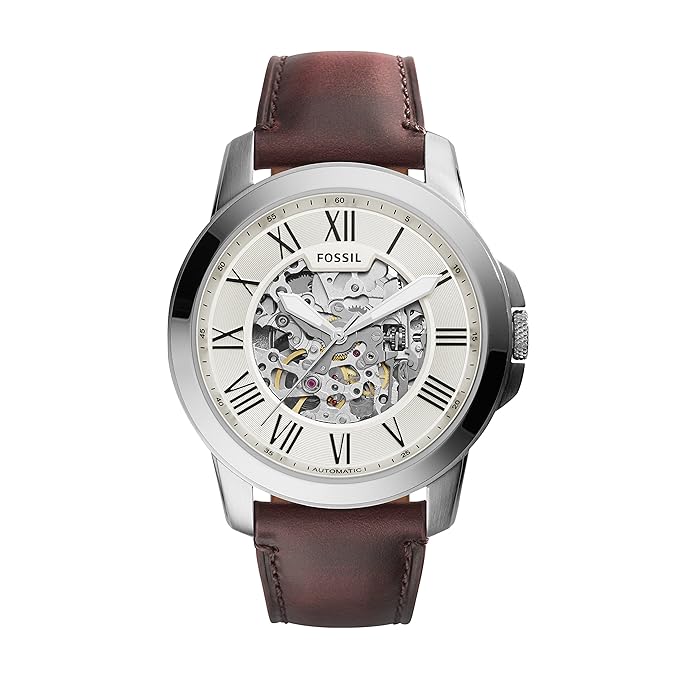 Fossil Herren Analog Mechanik Uhr mit Leder Armband ME3099