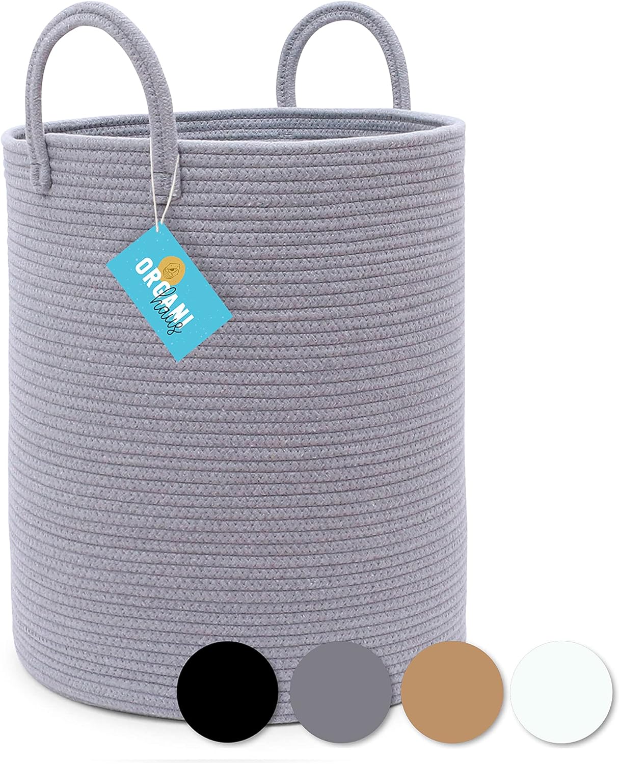 amazon storage baskets on Amazon Com Organihaus Xl Cotton Woven Rope Basket 15 X 18 Blanket Storage Basket For Living Room And Laundry Decorative Clothes Hamper Basket Large Baskets Grey Home Kitchen