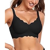Gailife Scalloped Jelly Bras for Women No Underwire Wireless Seamless Push Up Bralettes Soft Comfort Everyday Tshirt Bra