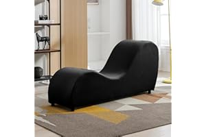 MUZZ Yoga Chair，Velvet Yoga Sofa with Removable and Washable Cover，Curved Yoga Chaise Lounge for Exercising and Relaxing，Adult Stretching,Modern Yoga Chair for Bedroom, Living Room（Black）
