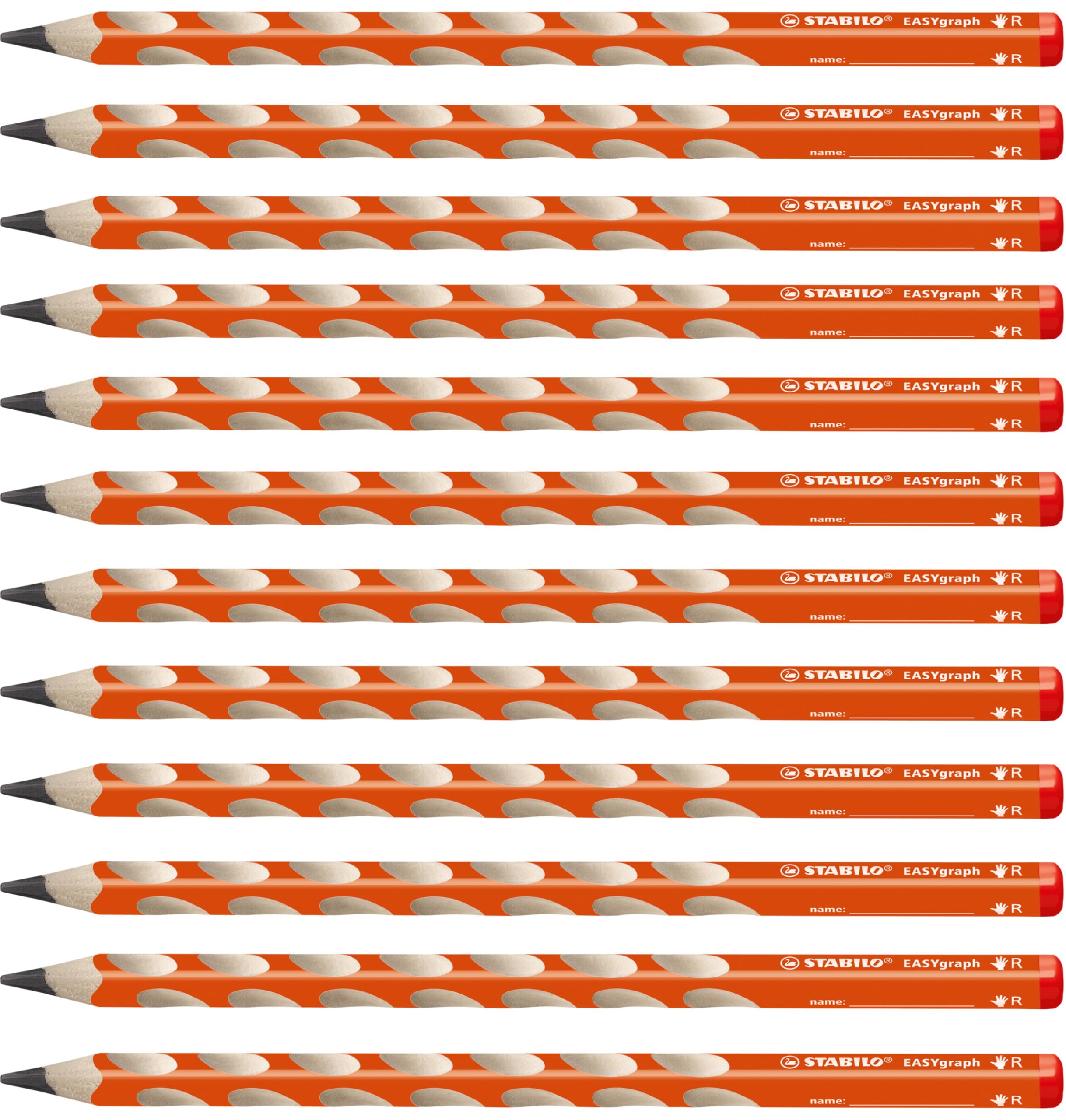 STABILO EASYgraph - Ergonomic Graphite Pencil - Right-Handed - Pack of 12 - Orange - Degree HB