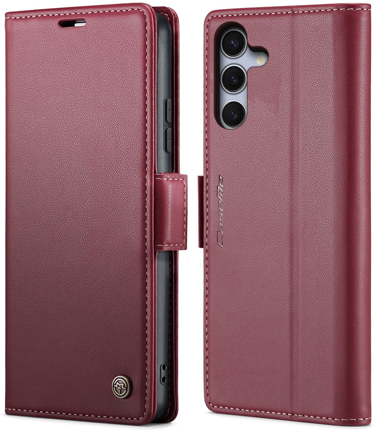 SINIANL for Samsung Galaxy S25 Wallet Case with RFID Blocking, S25 Case Wallet for Men Women with Card Holder Magnetic Clasp Kickstand Leather Book Folio Case for Galaxy S25 Red