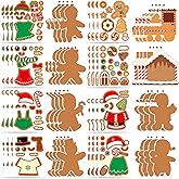 Christmas Gingerbread Man Craft Kit for Kids, Make a Gingerbread House Hanging Ornament Sticker Kit, Christmas Party Favor Home Classroom Activity(24 Sets)